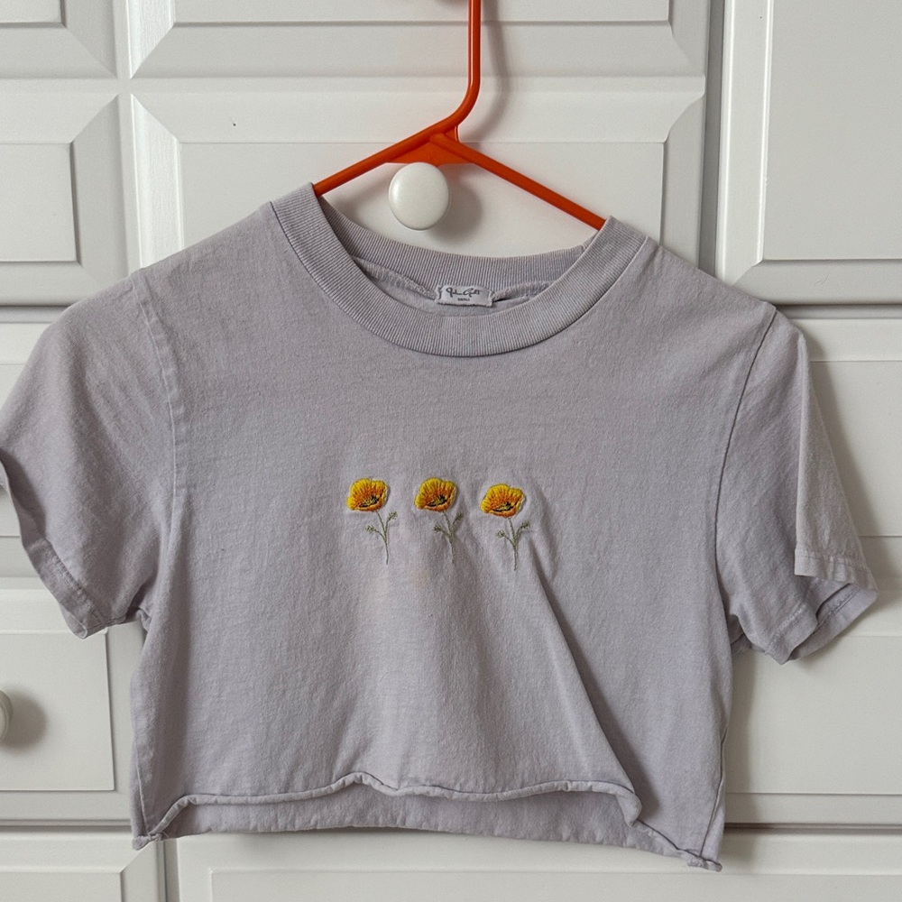 John Galt Gray Shirt with Floral Design